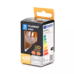 Żarówka LED 4W/230V Filament kulka G45 E27 barwa bursztynowa 400lm - 8433325217983