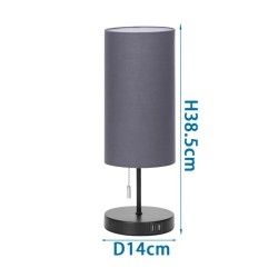 Metalowa lampa stołowa z ładowarka 2xUSB z oprawką E27 bez żarówki - 8433325218133