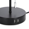Metalowa lampa stołowa z ładowarka 2xUSB z oprawką E27 bez żarówki - 8433325218133
