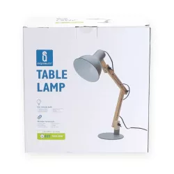 Drewniana Składana Lampa Stołowa Szara Bez Źródła Światła E27 - 8433325218188