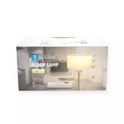 Drewniana lampa podłogowa 143cm E27 bez żarówki z włącznikiem nożnym - 8433325218218