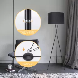 Metalowa lampa podłogowa 145cm E27 bez żarówki z przełącznikiem nożnym - 8433325218225