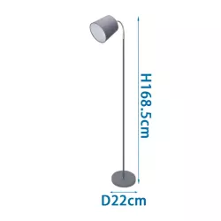 Lampa podłogowa 168cm szara metalowa z regulowanym kloszem oprawka e14 - 8433325218249