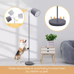Lampa podłogowa 168cm szara metalowa z regulowanym kloszem oprawka e14 - 8433325218249
