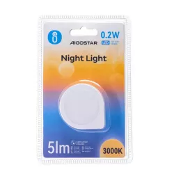 Lampka nocna Q LED biała ciepła wtykana do gniazdka z czujnikiem nocy - 8433325220419