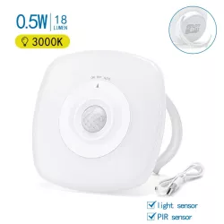 Lampka nocna LED ciepła z czujnikiem ruchu dnia i nocy ładowana z USB - 8433325220594