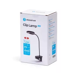 Ładowalna lampka LED z klipsem Czarna 2,5W 4000K - 8433325220624