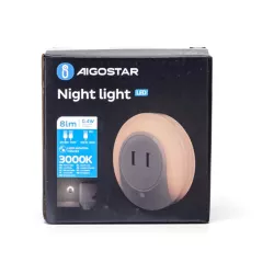 Lampka nocna LED z czujnikiem nocy i dwoma portami ładowarki USB 2.1A - 8433325220655