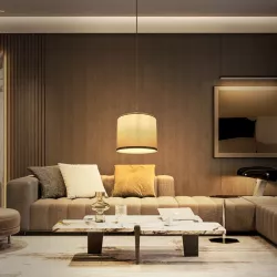 Lampa wisząca z tkaniny bez źródła światła szara E27 - 8433325228873