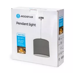 Lampa wisząca z tkaniny bez źródła światła szara E27 - 8433325228873