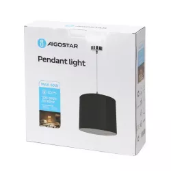 Lampa wisząca z tkaniny bez źródła światła Czarna E27 - 8433325228880