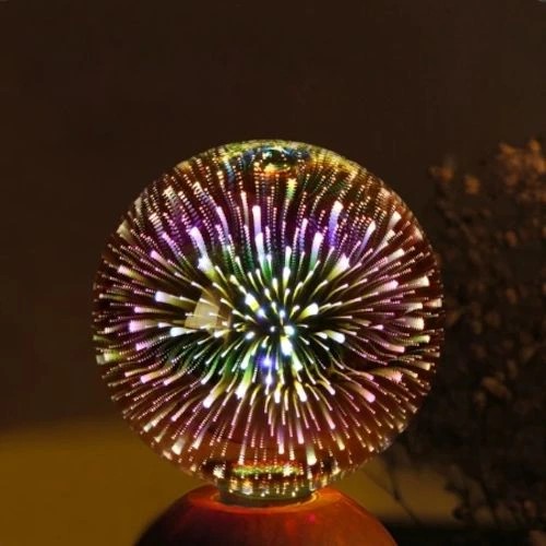 Żarówka LED 3D E27 2W/230v srebrna kula z efektem fajerwerków 1800k