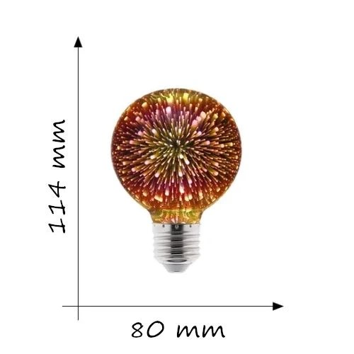 Wymiary żarówki srebrnej G80 kuli z efektem fajerwerków